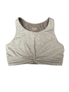 Athleta Twist Front Crop Top M Knot Heather Grey Powervita Sports Bra Racerback